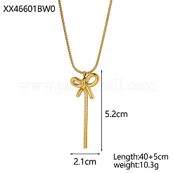 304ステンレススチールの蝶結びペンダントネックレス  イオンプレーティング（ip）  18KGP本金メッキ  17.72インチ（45cm）&nbsp;NJEW-OY002-36G