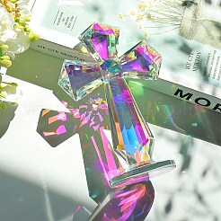 Glass Cross Display Decoration&nbsp;DJEW-WH0063-65B