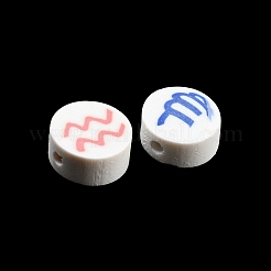 手作り樹脂粘土ビーズ  星座とフラットラウンド  ミックスカラー  9.5x4mm  穴：1.6mm&nbsp;CLAY-E005-02