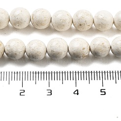 天然石フォッシルビーズ連売り  ラウンド  フローラルホワイト  12mm  約33~35個/連  15.5インチ&nbsp;G-H026-02D