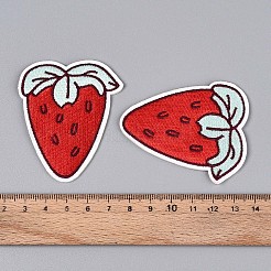 いちごのアップリケ  機械刺繍布地手縫い/アイロンワッペン  マスクと衣装のアクセサリー  レッド  62.5x52x2mm&nbsp;DIY-N007-07