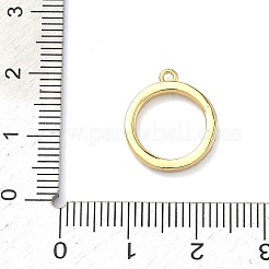 真鍮製マイクロパヴェキュービックジルコニアペンダント  18KGP本金メッキ  リングチャーム  16x14x2mm  穴：1.2mm&nbsp;KK-C254-01B-G