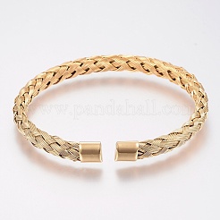 Ion Plating(IP) 304 Stainless Steel Cuff Bangles Torque Bangles&nbsp;BJEW-H570-27G