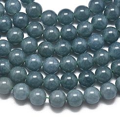 天然石マレーシアジェイドビーズ連売り  染め＆加熱  ラウンド  スレートグレイ  8~8.5mm  穴：1.2mm  約48個/連  14.96インチ（38cm）&nbsp;G-L645-C01-8mm-09