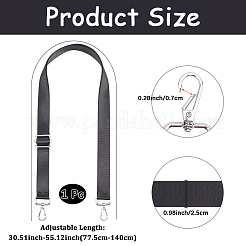 ナイロンウェビングバッグストラップ  合金回転式ナスカン付き  プラチナ  ブラック  775~1400x25x1mm&nbsp;FIND-WH20006-52C