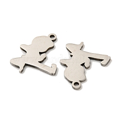 変色しない316サージカルステンレスペンダント  レーザー切断  人間のチャーム  ステンレス鋼色  17x14x1mm  穴：1.4mm&nbsp;STAS-G325-09P