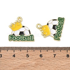 合金エナメルチャーム  王冠のチャームが付いたサッカーボール  ゴールドカラー  21x20x2mm  穴：1.6mm&nbsp;AL-CBAD1A5-01A-G