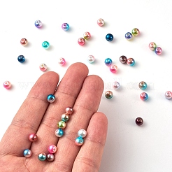 Rainbow ABS Plastic Imitation Pearl Beads&nbsp;OACR-YW0001-02B
