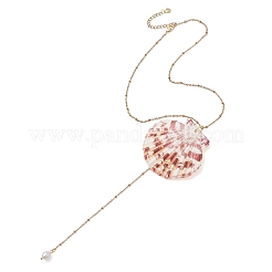 Natural Sea Shell Big Pendant 304 Stainless Steel Satellite Chain Long Tassel Y Necklaces for Women&nbsp;NJEW-JN06297