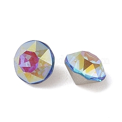 ガラスラインストーンカボション  フラットバック＆バックメッキ  多面カット  ダイヤモンド  バミューダブルー  6x4.5mm&nbsp;RGLA-L029-09A-BBLA