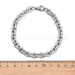304ステンレススチール製オーバルリンクチェーンブレスレット女性用男性用  ステンレス鋼色  8-7/8インチ（22.4cm）&nbsp;BJEW-R018-15P