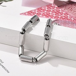 女性用304ステンレススチールコラムリンクチェーンブレスレット  ステンレス鋼色  7インチ（17.8cm）&nbsp;BJEW-F488-50P