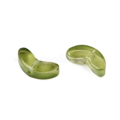 透明ガラスビーズ  葉  黄緑  13.5x6x4.5mm  穴：1mm&nbsp;GLAA-O023-25A