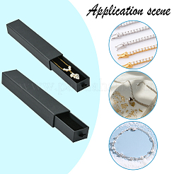 紙製厚紙製ジュエリーセット引き出しボックス  長方形  ブラック  21.1x4.1x3.1cm&nbsp;CON-WH20008-11C