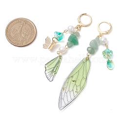 Natural Green Aventurine & Aquamarine & Topaz Jade Leverback Earrings&nbsp;EJEW-TA00591