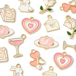 16Pcs 8 Styles Valentine's Day Alloy Enamel Pendants&nbsp;ENAM-FS0001-64