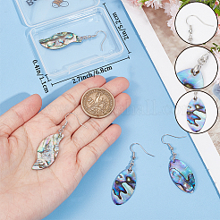 2 Pairs 2 Style Natural Abalone Shell/Paua Shell Dangle Earrings&nbsp;EJEW-BBC0001-23