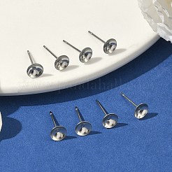 変色しない304ステンレススチールポストスタッドピアス金具  ステンレス鋼色  6mm  ピン：0.8mm&nbsp;X-STAS-R063-50