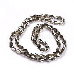電気メッキガラスビーズセット  パール光沢メッキ  多面カット  ティアドロップ  コーヒー  7.5x6x4mm  穴：1.2mm  約80個/連  22.8インチ（58cm）&nbsp;EGLA-F147-PL01-A