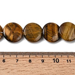 天然石タイガーアイビーズ連売り  フラットラウンド  16~16.5x4.5mm  穴：0.7mm  約27~29個/連  14.88''~16.14''（37.8~41センチメートル）&nbsp;G-K366-D05-03