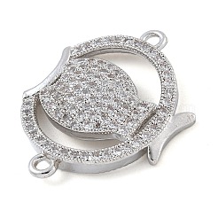Rack Plating Brass Micro Pave Clear Cubic Zirconia Fish Connector Charms&nbsp;kk-A234-46P