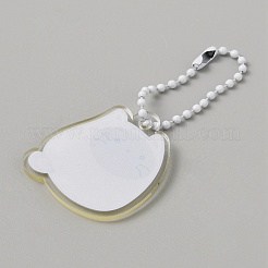 Cartoon Cute Cat Animal  Acrylic Pendant Decoration with Iron Ball Chain&nbsp;KEYC-WH0036-33G