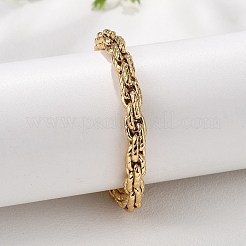 667ステンレススチール（グレード201相当）チェーンブレスレット  ロープチェーン  18KGP本金メッキ  7-1/8インチ（18cm）。&nbsp;BJEW-P351-01B-G