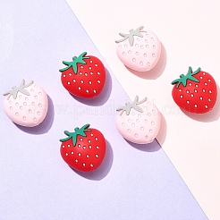 6 個 2 色イチゴ食品グレード環境に優しいシリコーン焦点ビーズ  ミックスカラー  27x25x5mm  穴：2.3mm  3個/カラー&nbsp;SIL-YW0001-60