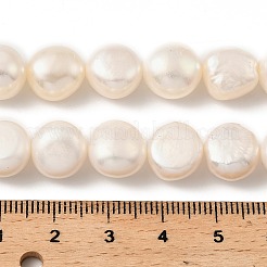 天然養殖淡水パールビーズ連売り  研磨両側  グレード6a+  古いレース  11~12mm  穴：0.6mm  約33~35個/連  14.09''~14.61''（35.8~37.1センチメートル）&nbsp;PEAR-P064-19L-02B