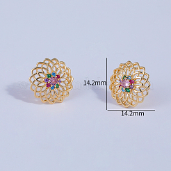 Hollow Flower Brass Stud Earrings&nbsp;OZ6343