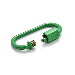 スプレー塗装真鍮ネジカラビナロッククラスプ  ネックレス作り用  オーバル  グリーン  26x13x2mm&nbsp;KK-B032-02