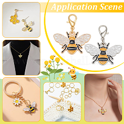 32Pcs 2 Colors Bees Alloy Enamel Pendant Decorations&nbsp;HJEW-PH02214