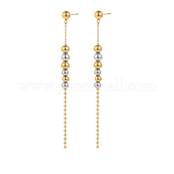 女性用304ステンレススチールタッセルスタッドピアス  ラウンド  ゴールデン·ステンレス鋼色  87mm&nbsp;WGEA6C6-07