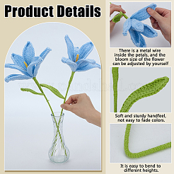 Crochet Cotton Flower Ornaments with Iron Wire&nbsp;AJEW-WH0460-027A