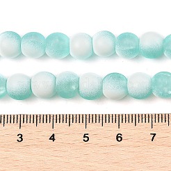 つや消しクラックルガラスビーズ  ロンデル  ターコイズ  6x5.5mm  穴：1mm&nbsp;X1-GLAA-U001-6mm-M02