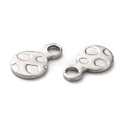 変色しない304ステンレススチールチャーム  フラットラウンド  テクスチャ  ステンレス鋼色  9.5x6x1mm  穴：1.8mm&nbsp;STAS-H124-13P