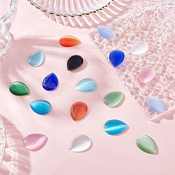 22色のキャットアイカボション11個  ティアドロップ  ミックスカラー  25x18x4mm  2個/カラー&nbsp;CE-SC0001-03