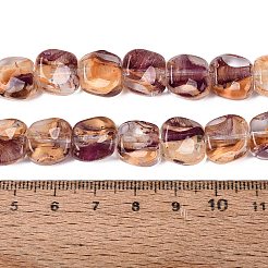 手作りランプワークビーズ連売り  正方形  赤ミディアム紫  10.5~11.5x10.5~12.5x5~7mm  穴：0.8~1mm  約24個/連  10.24~10.43インチ（26~26.5cm）&nbsp;LA-N046-01I