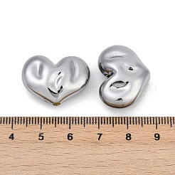 メッキアクリルビーズ  ハート  ガンメタ色メッキ  18x24x10mm  穴：2.5mm&nbsp;OACR-B031-01B