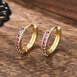 Brass Micro Pave Cubic Zirconia Huggie Hoop Earrings&nbsp;EJEW-L231-41G