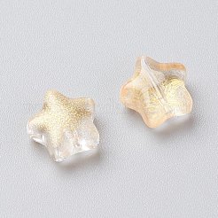 電気メッキガラスビーズ  スター  シャンパンイエロー  8.5x8.5x4mm  穴：1mm&nbsp;EGLA-E059-G09