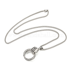 合金ペンダントネックレス  男性用ステンレススチールベネチアンチェーンネックレス  リング  23.54インチ（59.8cm）&nbsp;NJEW-B103-01AS-01