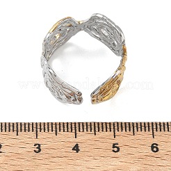 女性用304ステンレススチールカフオープンリング  ゴールデン·ステンレス鋼色  花  17mm  内径：19mm&nbsp;RJEW-F208-03GP-01