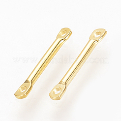 真鍮製バーリンクコネクター  ニッケルフリー  18KGP本金メッキ  13x2x1mm  穴：1mm&nbsp;KK-Q735-231G