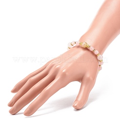 ナチュラル ローズクォーツ ビーズ ストレッチ ブレスレット  女性のためのアクセサリー用原石のアクセサリー  内径：2インチ（5.1cm）&nbsp;BJEW-JB08666