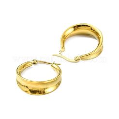 304ステンレススチールフープピアス  宝石の敵の女性  18KGP本金メッキ  ラウンド  27x8.5mm&nbsp;LS-EJEW-K271-02E-G