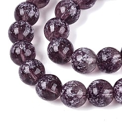 Transparent Half Spray Painted Glass Beads Strands&nbsp;LS-GLAA-Q110-02A-10