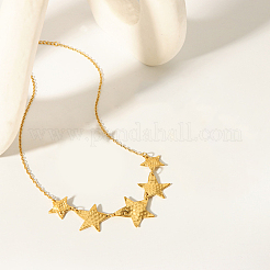 スタイリッシュな304ステンレススチール製スタームーンビブネックレス（女性用）  18KGP本金メッキ  15.75インチ（40cm）&nbsp;WQ3777-1