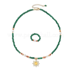 White Jade Jewerly Sets&nbsp;SJEW-JS01338-02