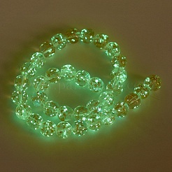 手作りゴールドパウダー入りランプワークビーズ連売り  蓄光  ラウンド  ミスティローズ  10mm  穴：1.2mm  約40個/連  14.3インチ（38cm）&nbsp;LAMP-P051-L08-10mm